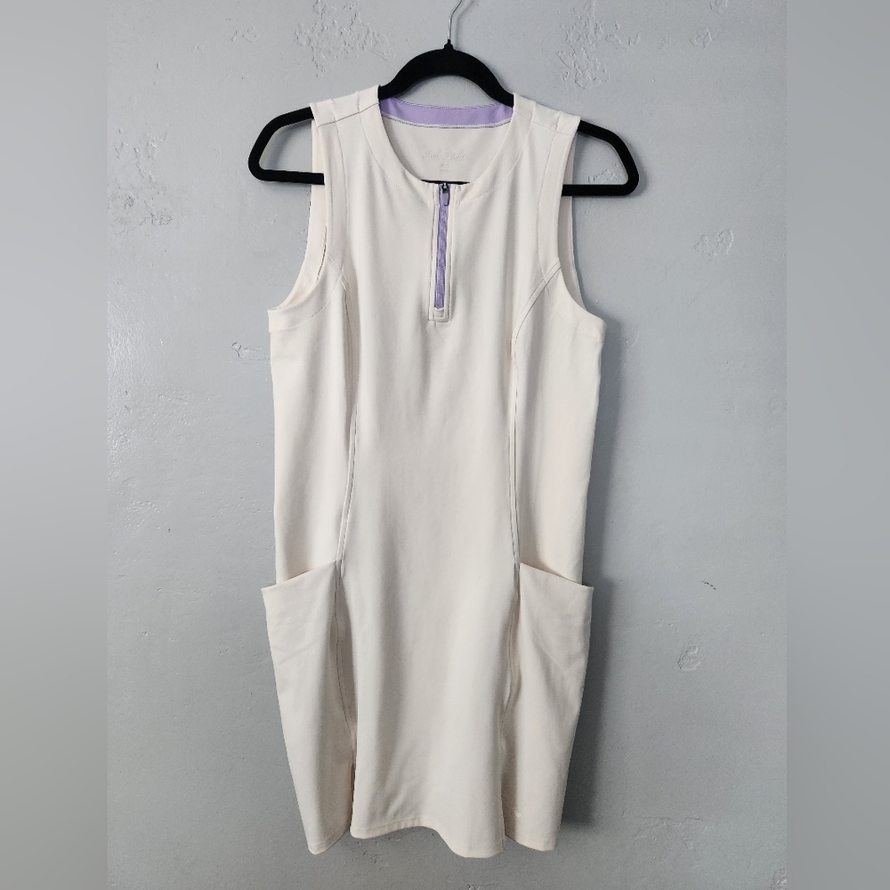 Bad Birdie Hybrid Performance 3/4 Zip Golf Dress White Medium